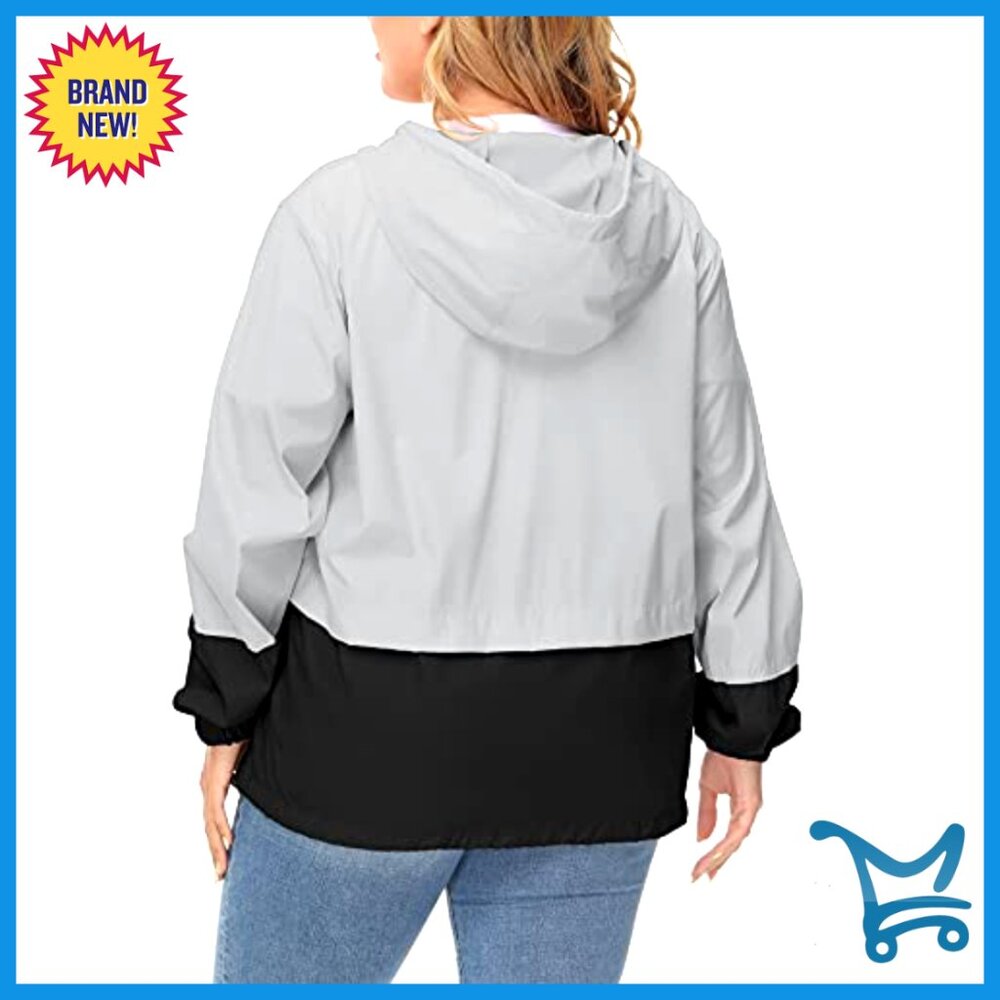 Plus Size Waterproof Rain Jacket Packable Hooded … - image 4